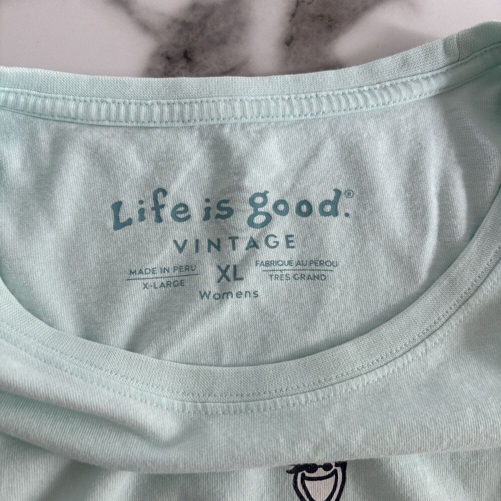 Life Is Good Womens Vintage Yoga Jackie Mint Green Graphic T-Shirt Size XL - Picture 5 of 7